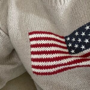 Women's Beige Sweater with American Flag Design